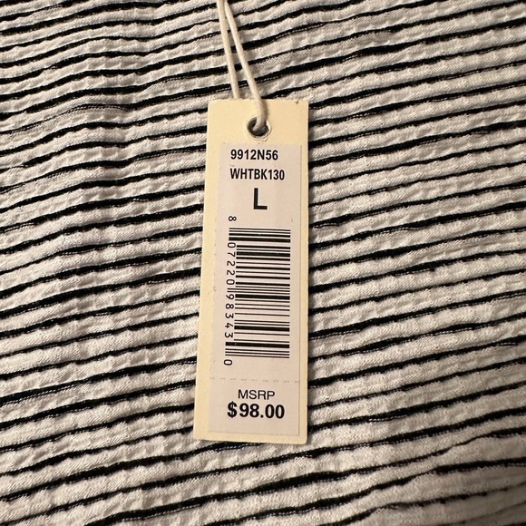 Max Studio Stripe Knit Cap Sleeve Asymmetrical Dress - NWT - Size L - Picture 7 of 11